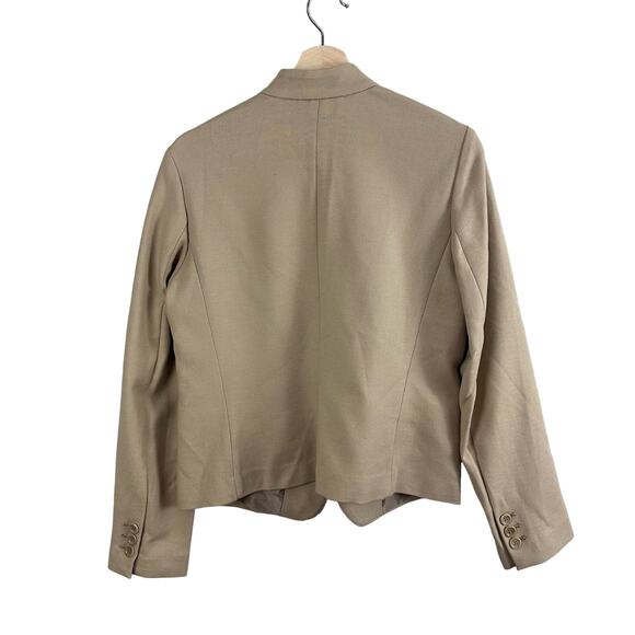 Talbots Ponte Knit Tan Khaki Collarsless Blazer Jacket 12 L Large - Picture 3 of 7